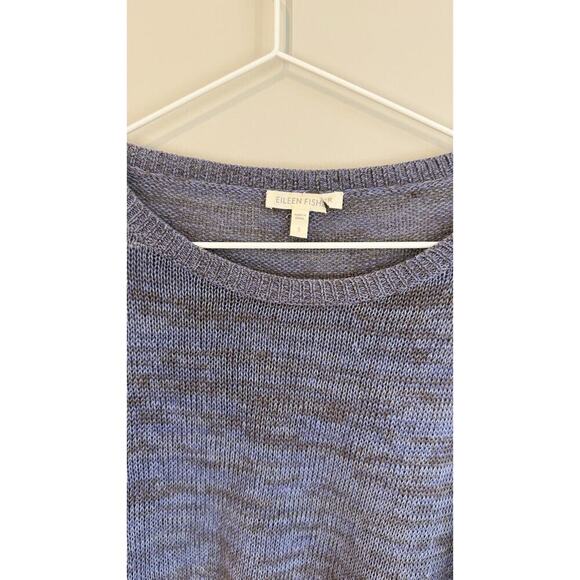 EILEEN FISHER Sweater Small Organic Linen Tunic Long Sleeve Pullover Blue 1792 - Picture 3 of 9